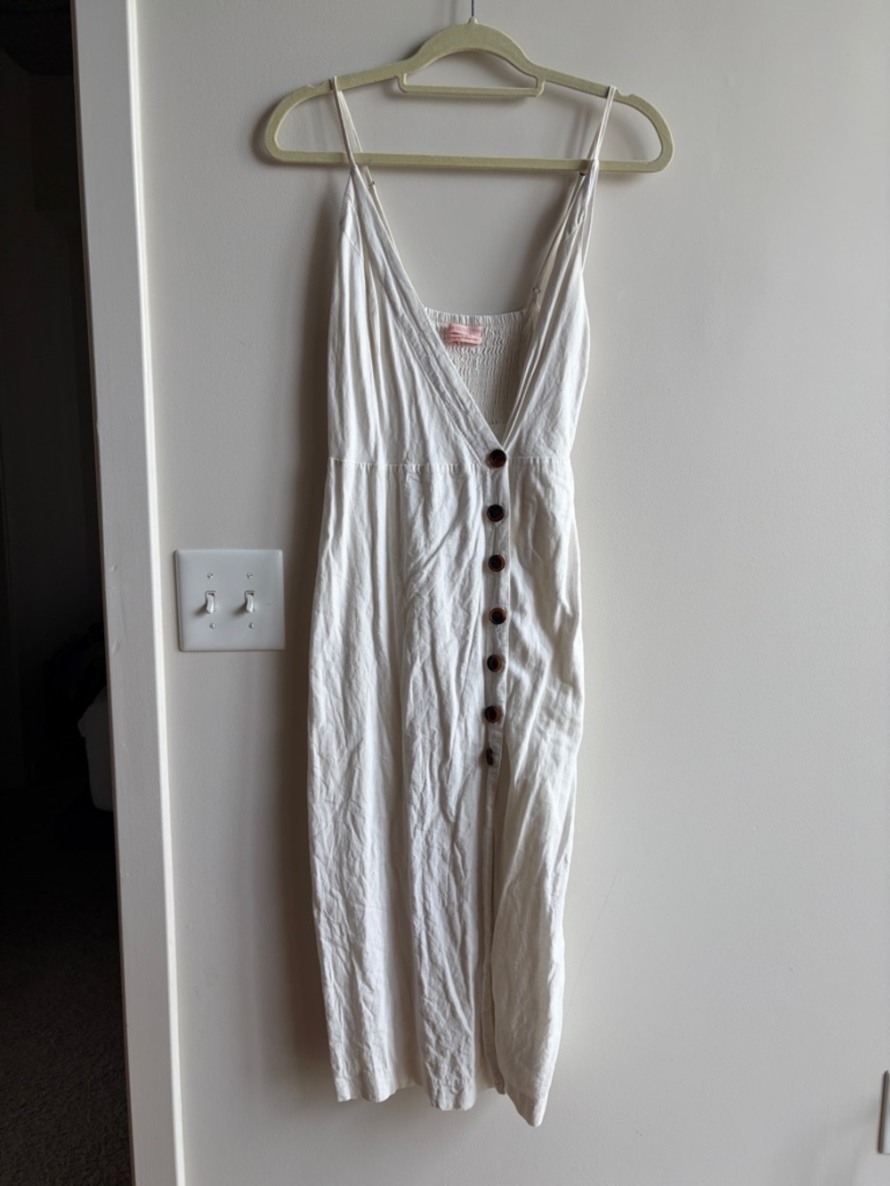 Urban Outfitters White Button-Front Linen Midi Dress